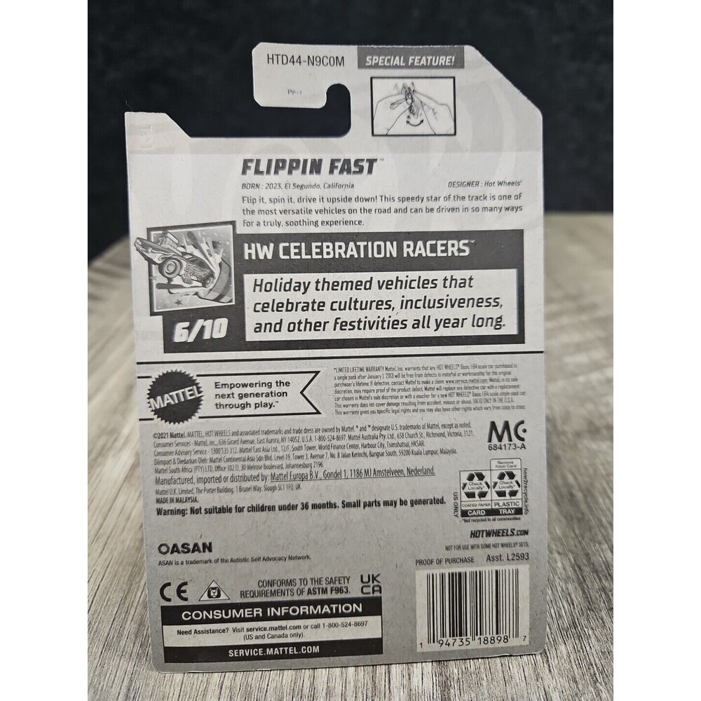 Hot Wheels Flippin Fast HW Celebration Racer Race Car 1:64 Diecast Toy Car 2024 - Picture 4 of 4